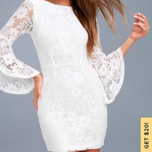 Lace white bell sleeve dress